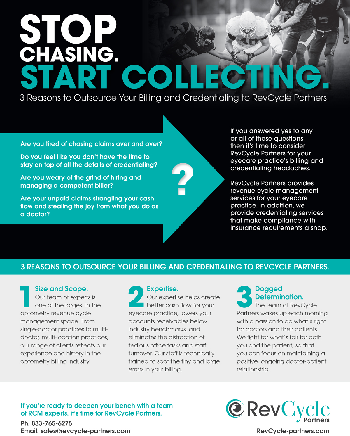 3 reasons to outsource your billing and credentialing to RevCycle Partners.